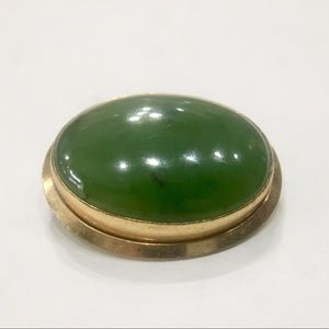 Gold Fill and Jade Oval Pin